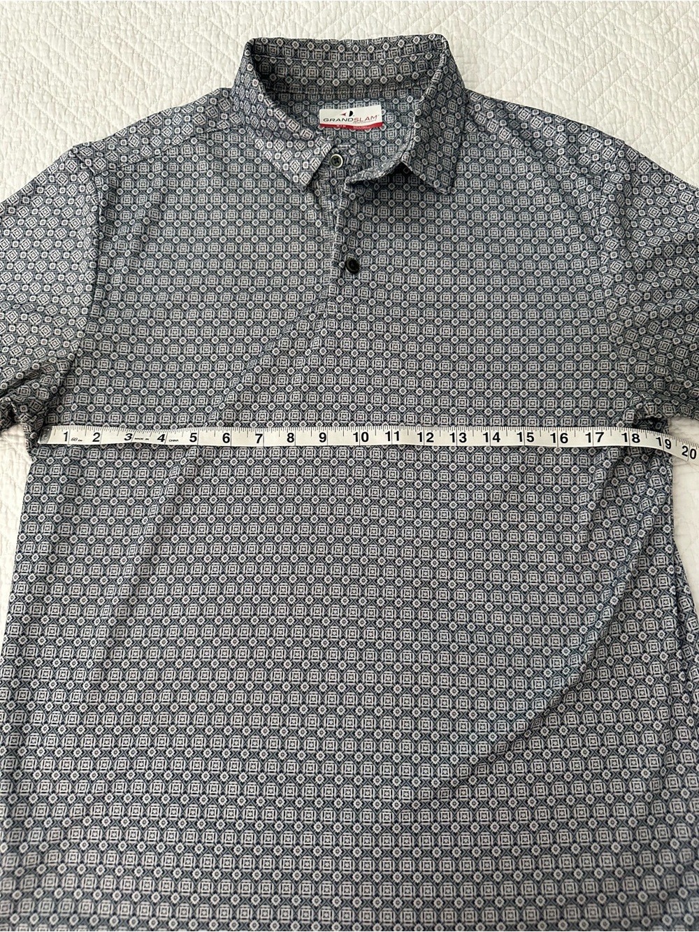 Grand Slam Men's Dark Gray Geometric Dri-Fit Polo Size M Golf Active Athletic - Picture 8 of 10